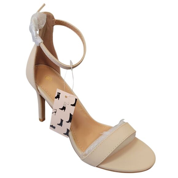 Women's Solid Color Nude Suede Ankle Strap High Stiletto Heel Sandals Size 6.5 - Picture 10 of 14